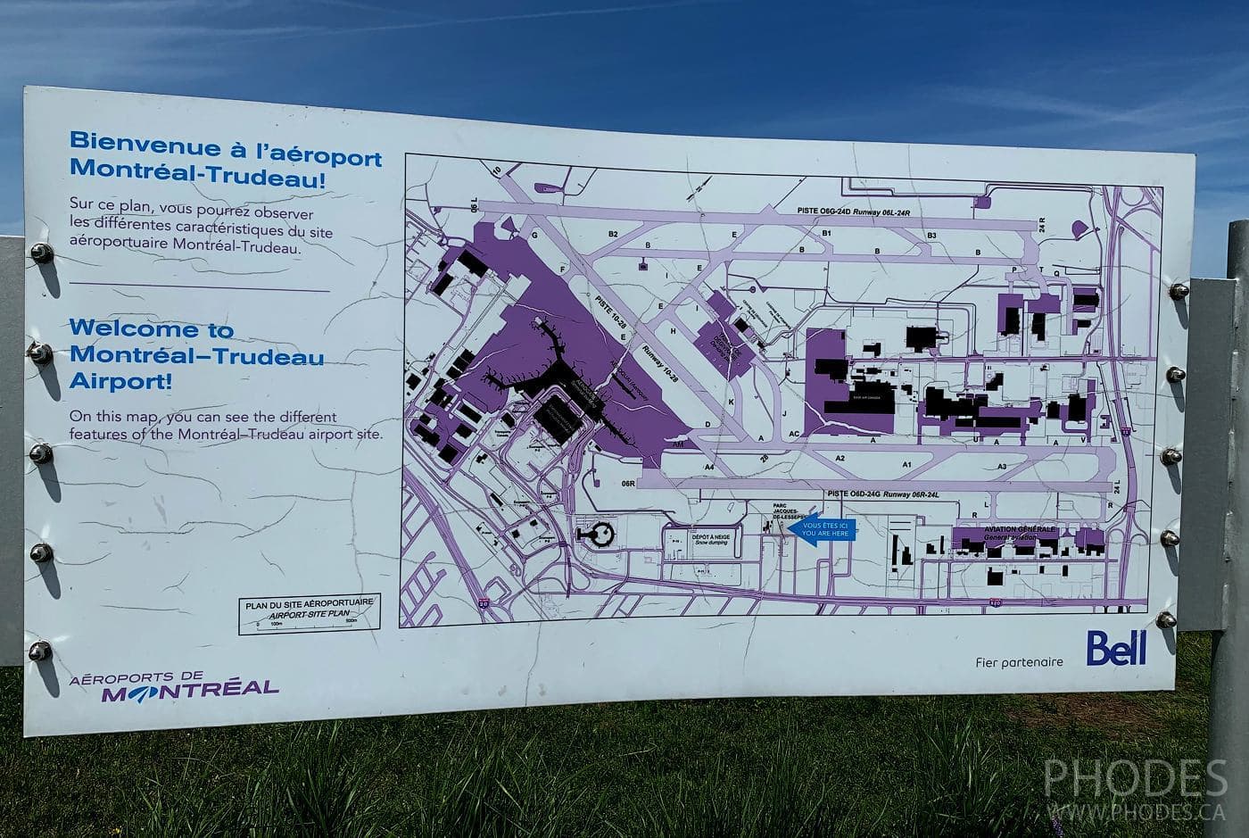 Plan de l’aéroport Montréal Trudeau dans le parc Jacques-de-Lesseps