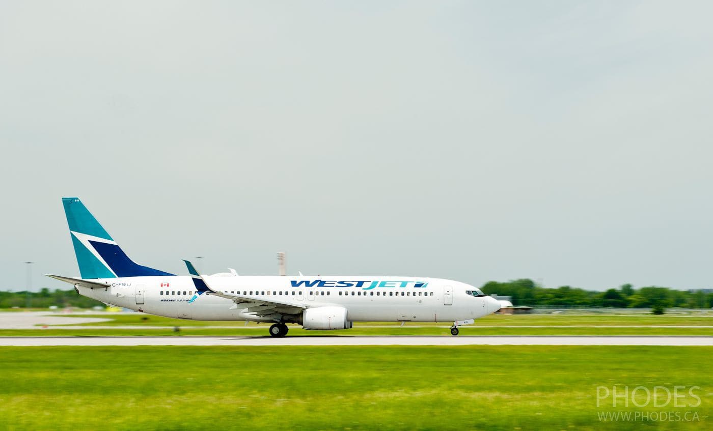 WestJet plane before taking off - Airport Montreal Trudeau