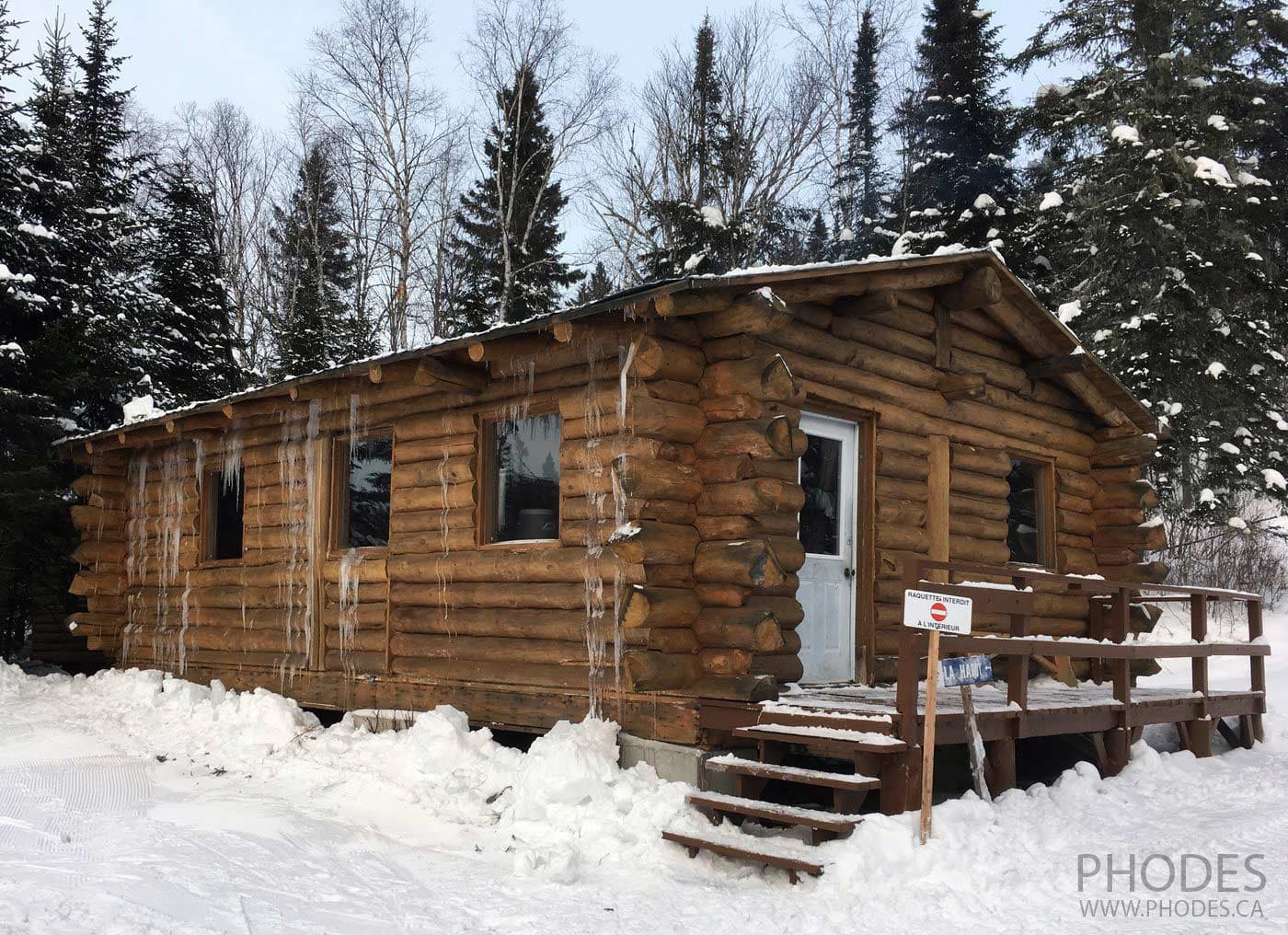 Chalet on cross country ski trail in Mont Grand-Fonds in Charlevoix
