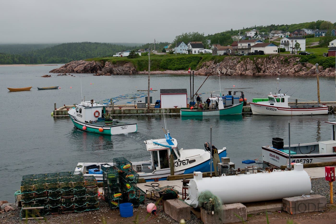 Fishing boats in harbour on Cape Breton Island in Nova Scotia