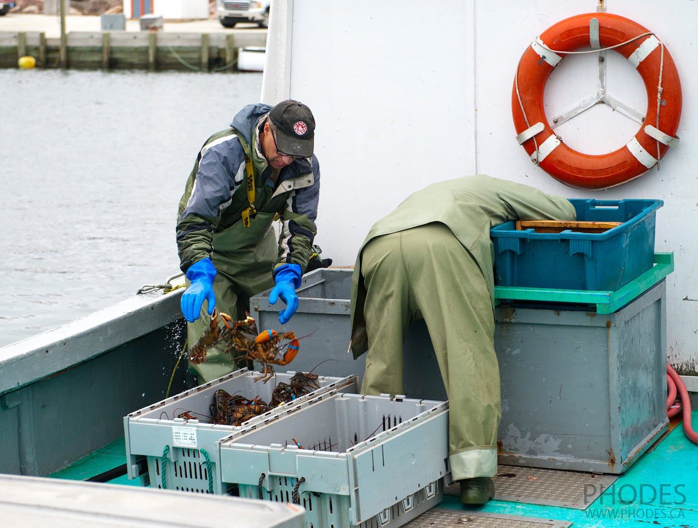 Lobster fishermen on Cape Breton Island in Nova Scotia